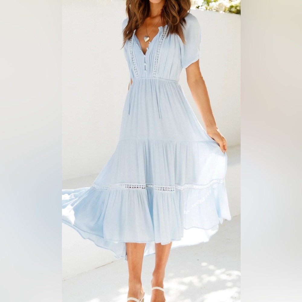 Hello Molly Light Blue Midi Dress - Picture 2 of 14